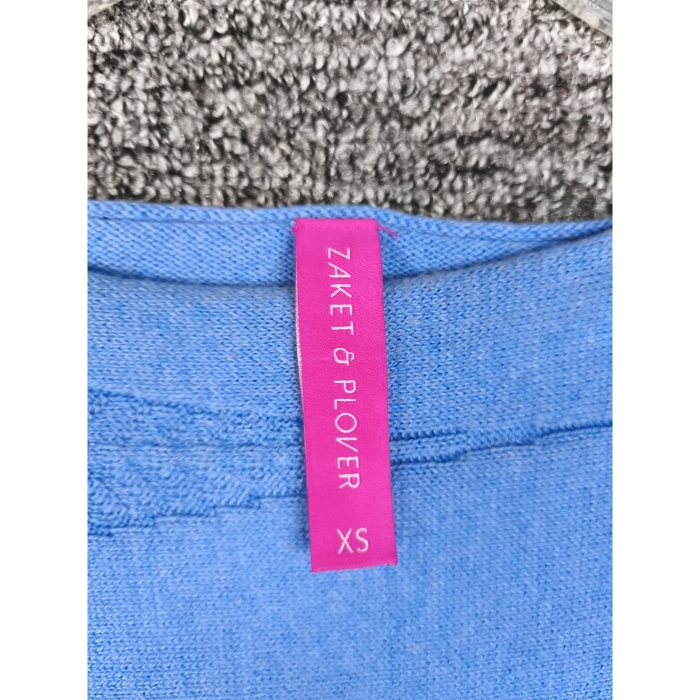 Zaket & Plover Sweater XS Blue Cashmere Cotton Colorblock Neon Knit Top - Picture 4 of 10
